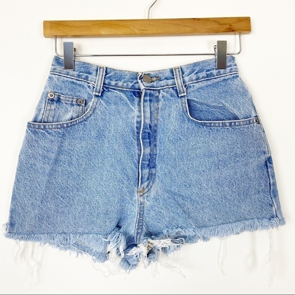 VINTAGE 955 ORIGINALS Light Wash High Waist Cutoff Shorts Hot Pants Booty 7 24 - Picture 4 of 9